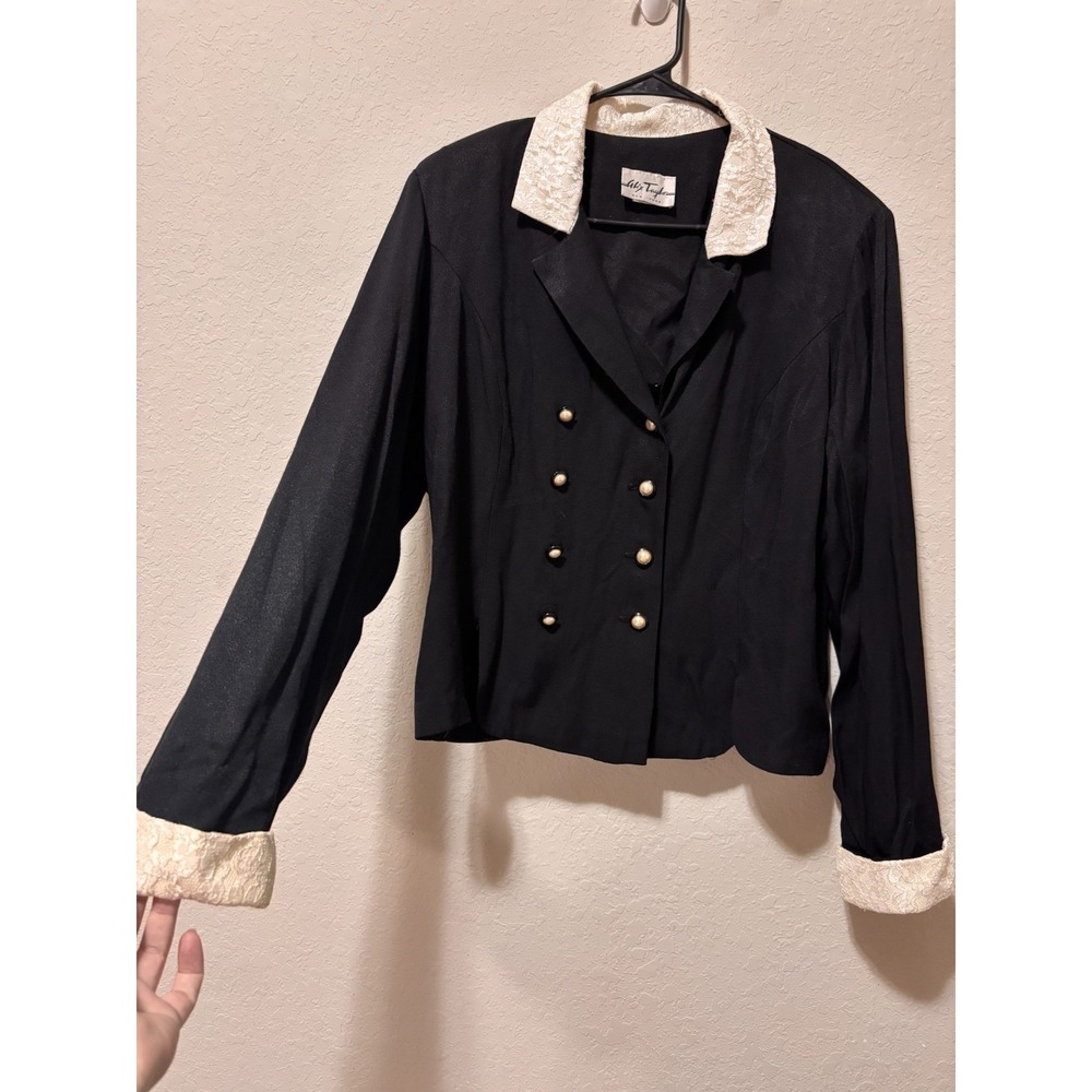 VTG Alix Taylor NY Blazer Sz XL Jacket Pearl Lace Coquette Old Money Cottagecore